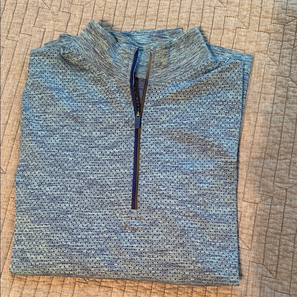lululemon Men's Heathered Blue Metal Vent Tech Half Zip - Picture 5 of 5